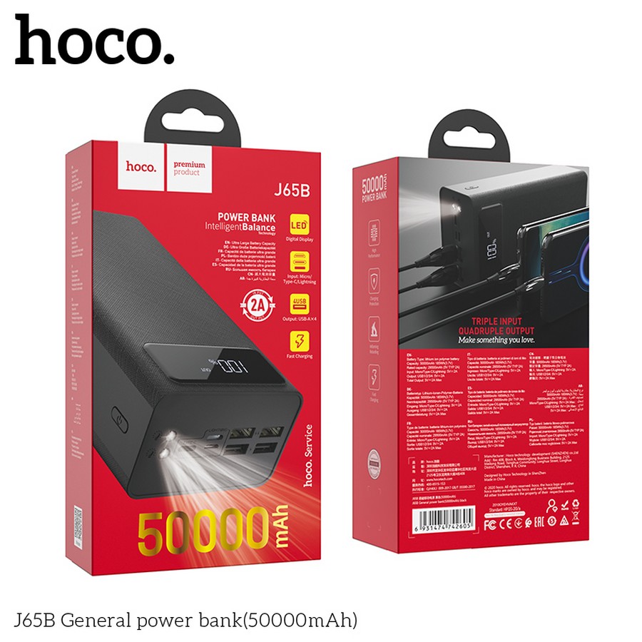    :   Power Bank Hoco J65B 50000 (mAh) QC3.0 