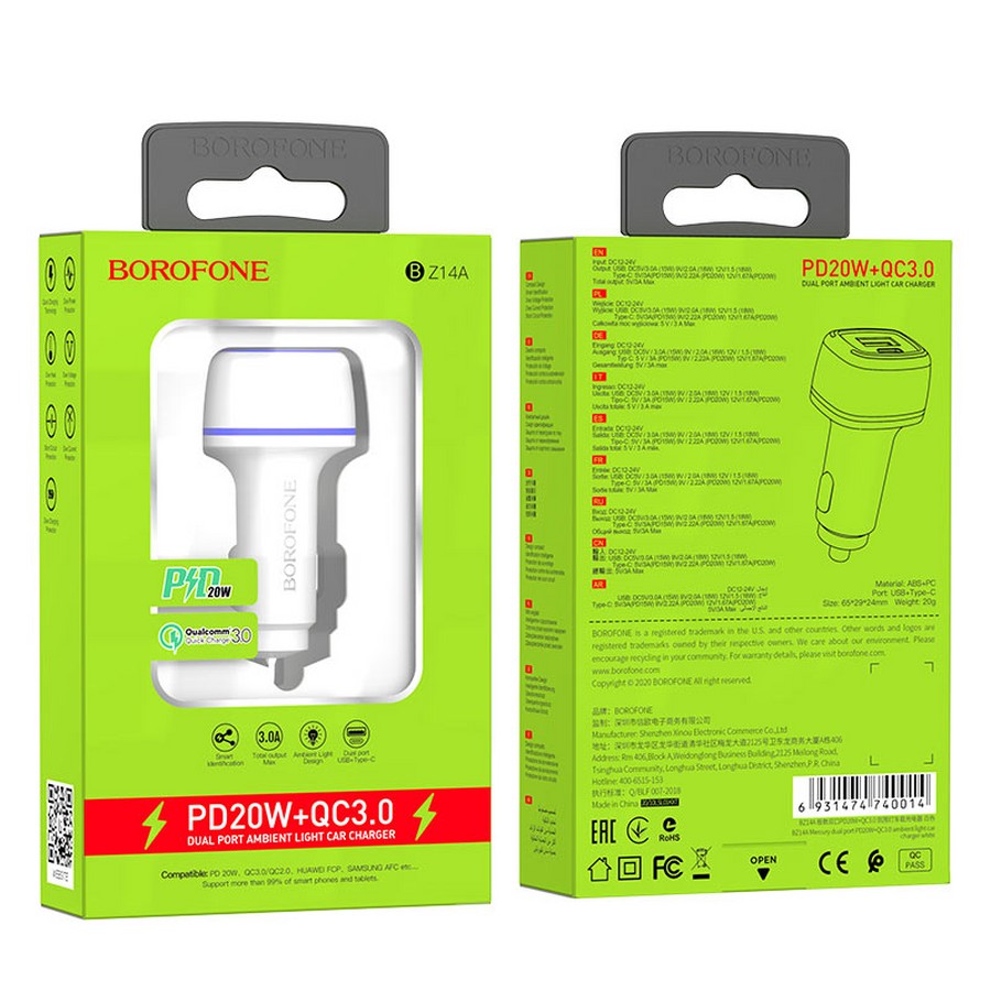    : A Borofone BZ14A PD+Quick Charge 3.0 USB/Type-C 